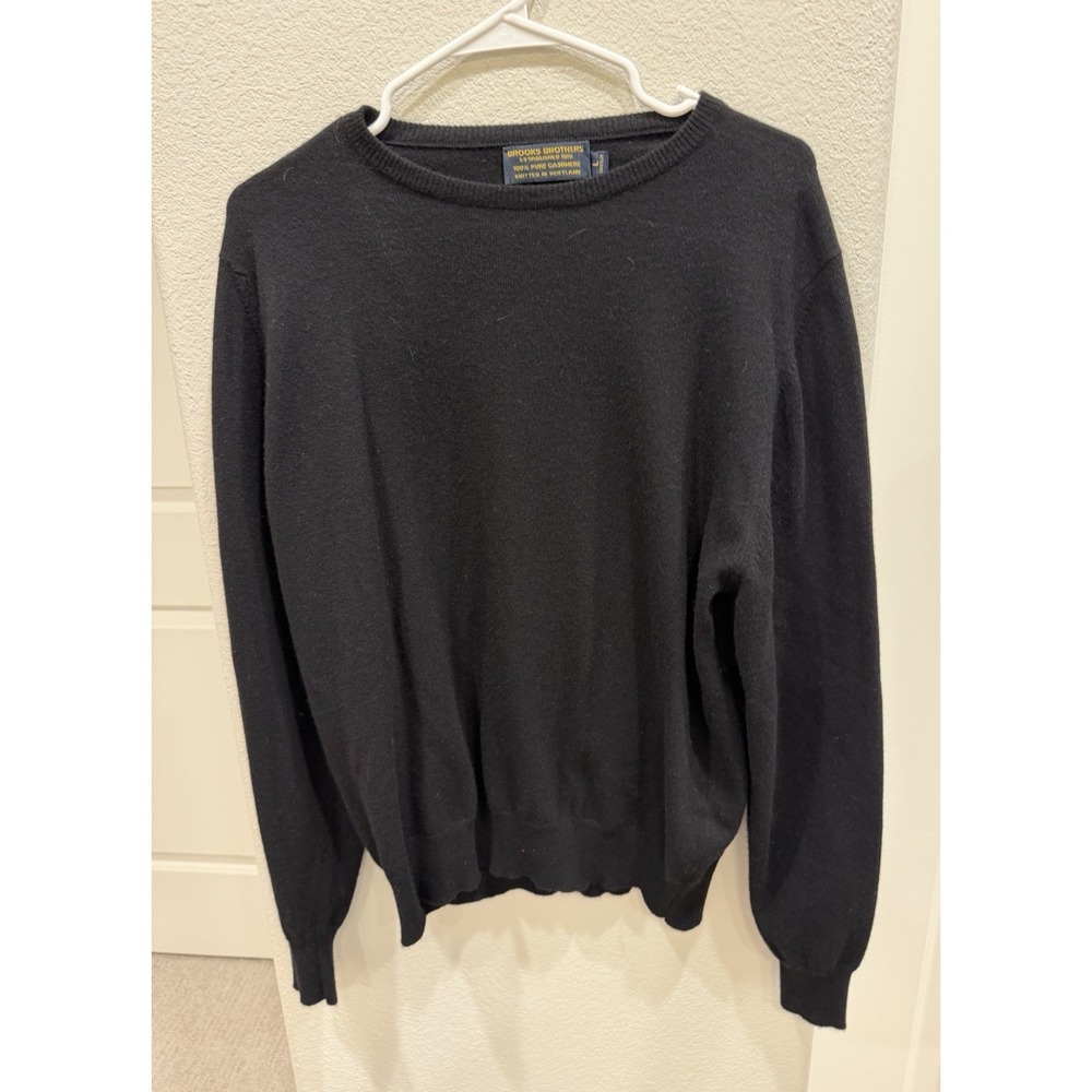 Men's Vintage Brooks Brothers Black Cashmere Sweater Made in Scotland Large
